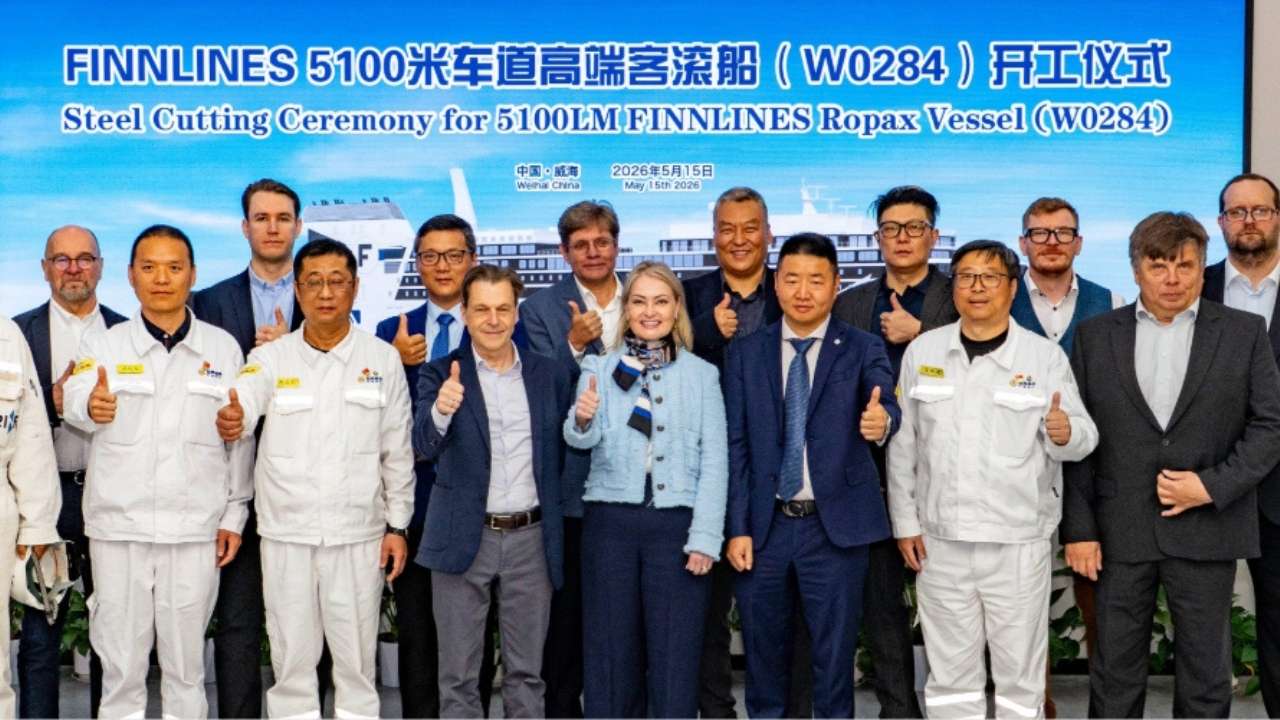 Steel-cutting ceremony for vessel with builder's hull no. W0284.