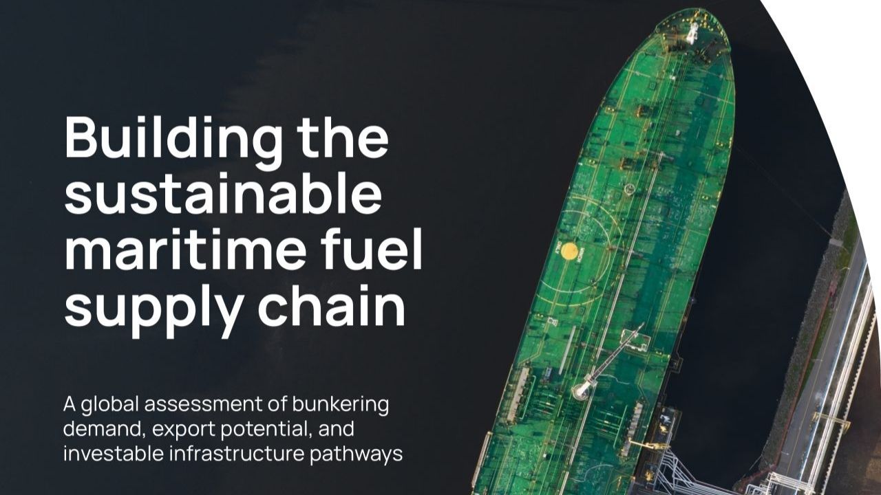 Sustainable maritime fuel supply chain report graphic.