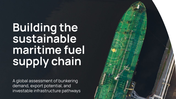 Sustainable maritime fuel supply chain report graphic.