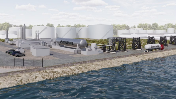 Liquefied biogas facility at Port of Gothenburg render.