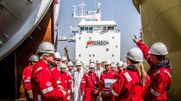Jumbo Maritime crew aboard vessel.