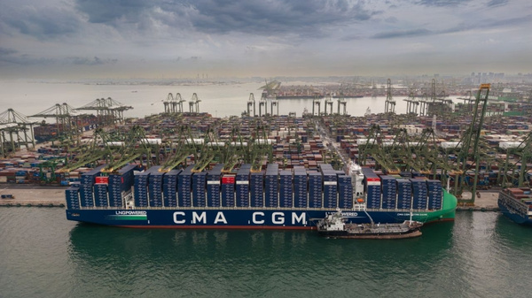 CMA CGM Notre Dame vessel at Singapore Port.