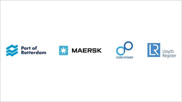Port of Rotterdam, Maersk, Core Power and Lloyd's Register logos.
