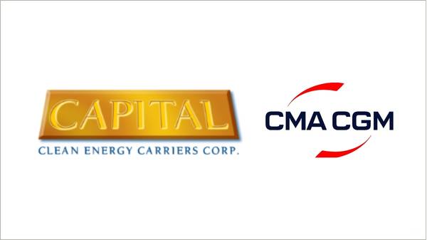 Capital Clean Energy Carriers Corp. (CCEC) and CMA CGM logos.