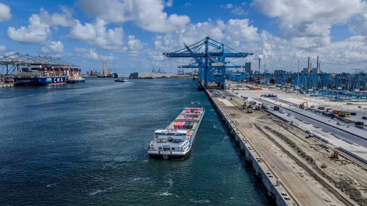 Port of Rotterdam aerial view.