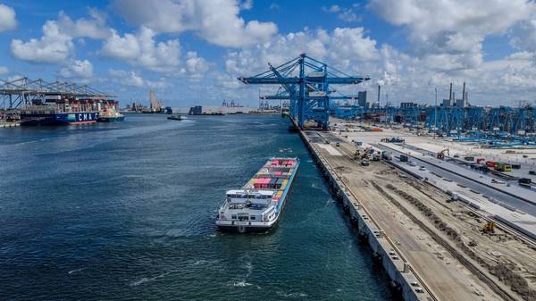 Port of Rotterdam aerial view.