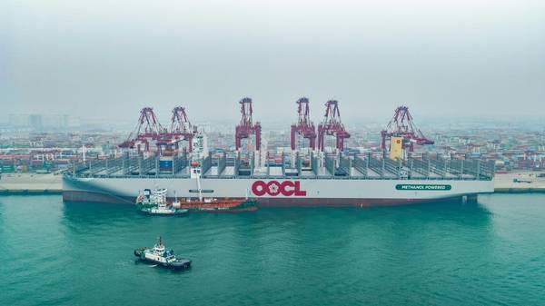 OOCL Wisdom ship-to-ship (STS) bunkering operation.