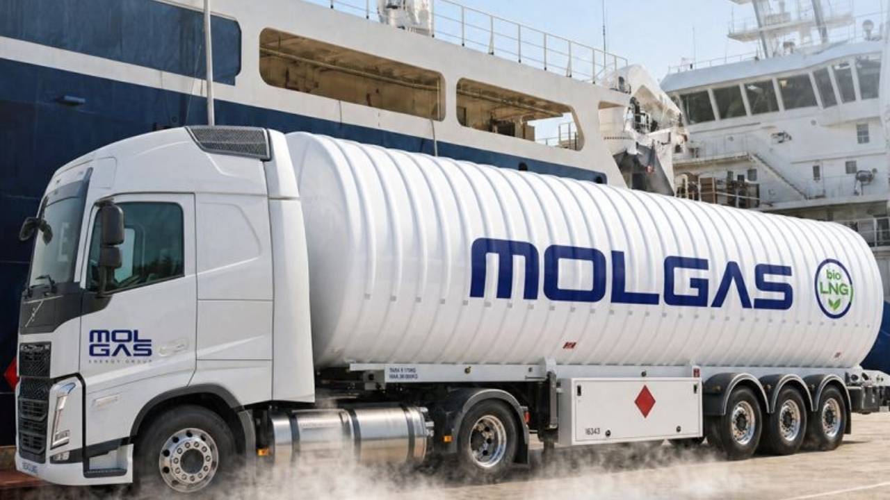 Molgas truck-to-ship bunkering operation.