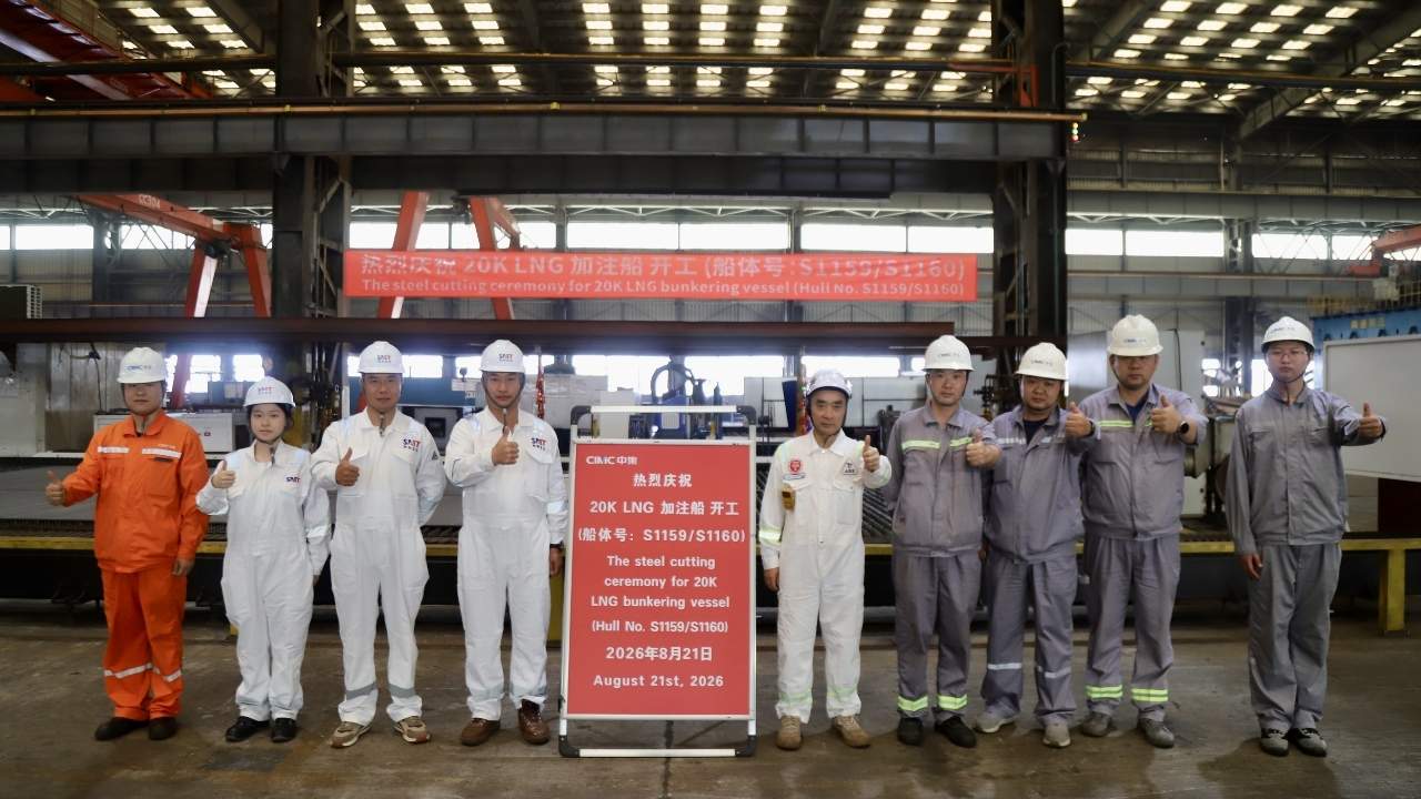 Steel-cutting ceremony of vessels with builder's hull nos. S1159 and S1160.
