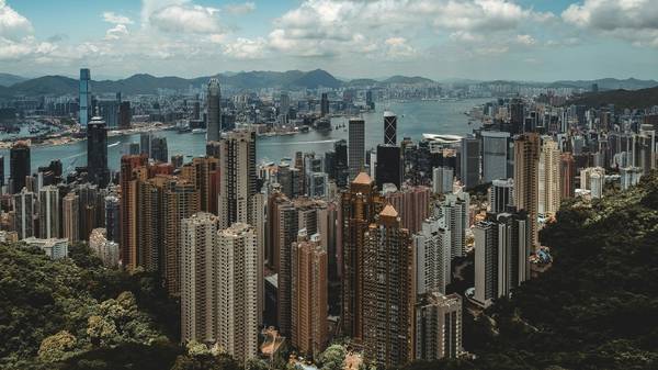 Hong Kong skyline.