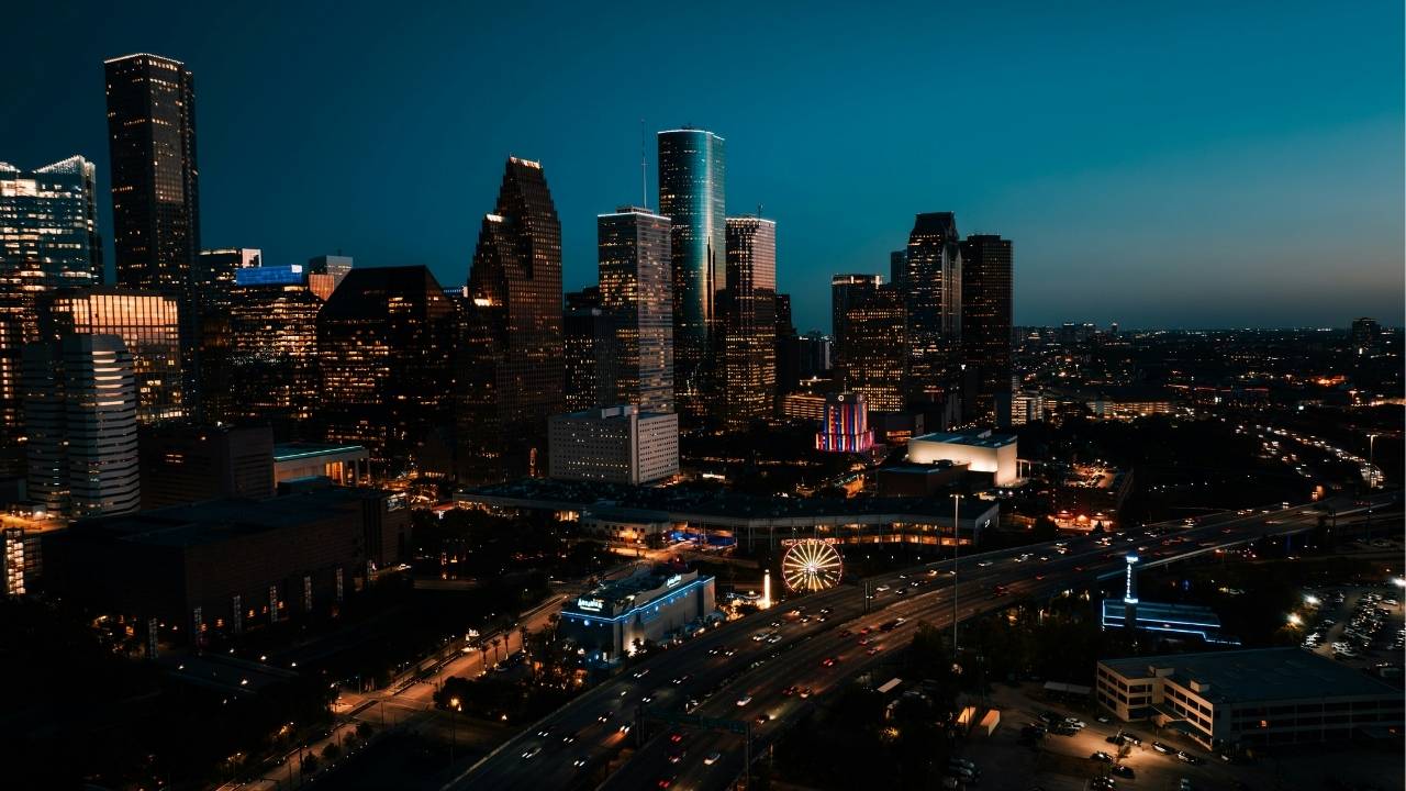 Houston skyline at night.