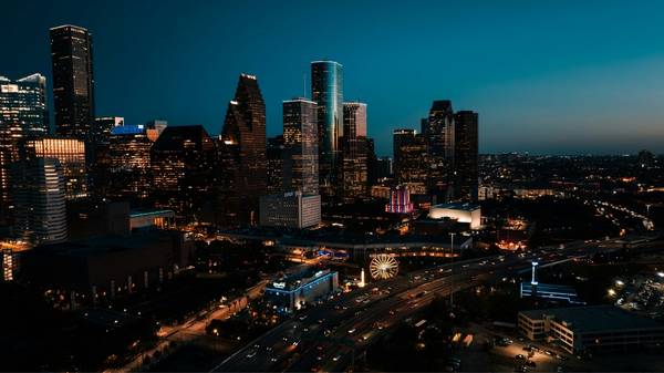 Houston skyline at night.