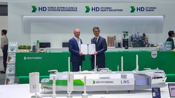 ABS awards AiP to HD HHI and HD KSOE for ammonia bunkering vessel design.