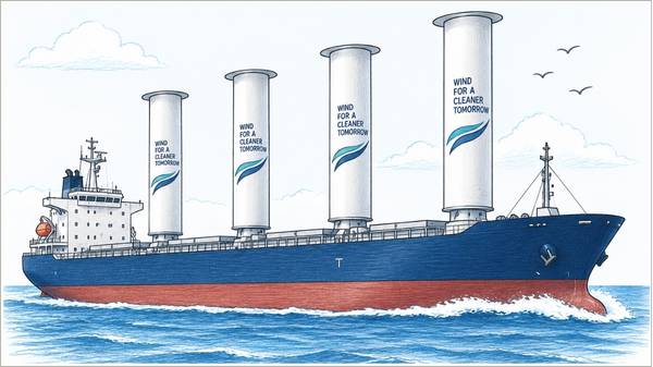 Wind-assisted vessel illustration.