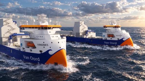 Rendering of Van Oord's vessels Vindnes and Vestnes.