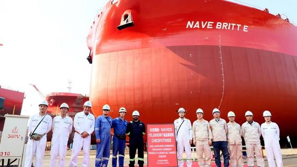 Launching ceremony of vessel with builder's hull no. CHB3015.