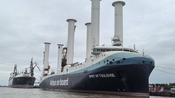 Spirit of Toulouse fitted with rotor sails.