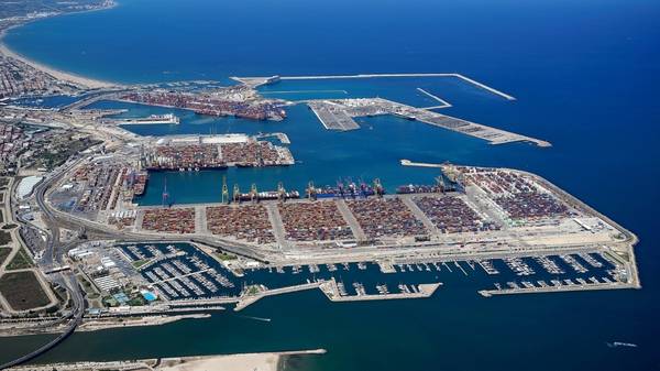 Aerial view of the Port of Valencia.